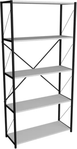 Libreria 5 Ripiani Stile Industrial 88x34x180 Jacob Bianco