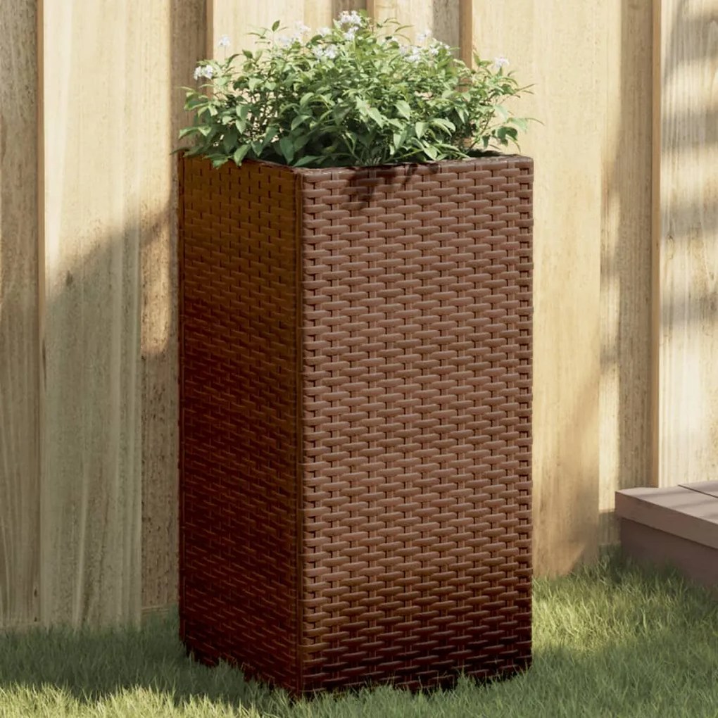Fioriera Da Giardino Marrone 30x30x60 Cm İn Polyrattan /