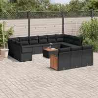 Set Divano da Giardino 16 pz con Cuscini Nero in Polyrattan 3228141