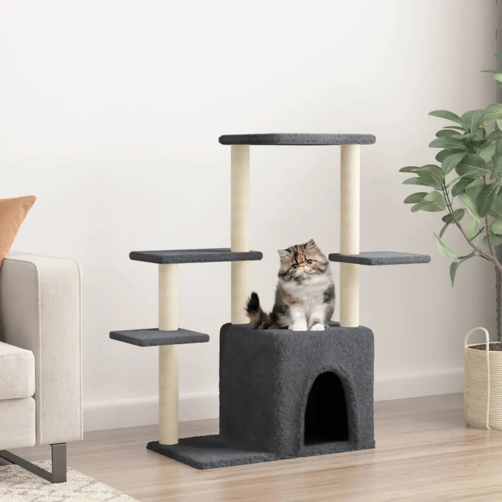 Albero per gatti con tiragraffi in sisal grigio scuro 97,5 cm