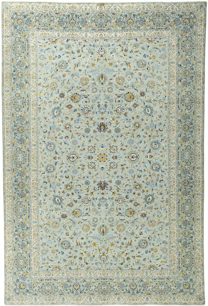 Kashan Tappeto persiano 390 x 260 Verde (Iran) Annodato A Mano