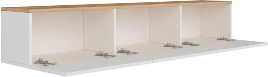 Mobile TV Sospeso 150 Cm 3 Ante A Ribalta West Bianco Con Top Legno