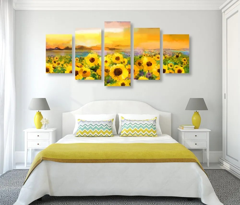 Quadri 5 pezzi – Campo di girasoli