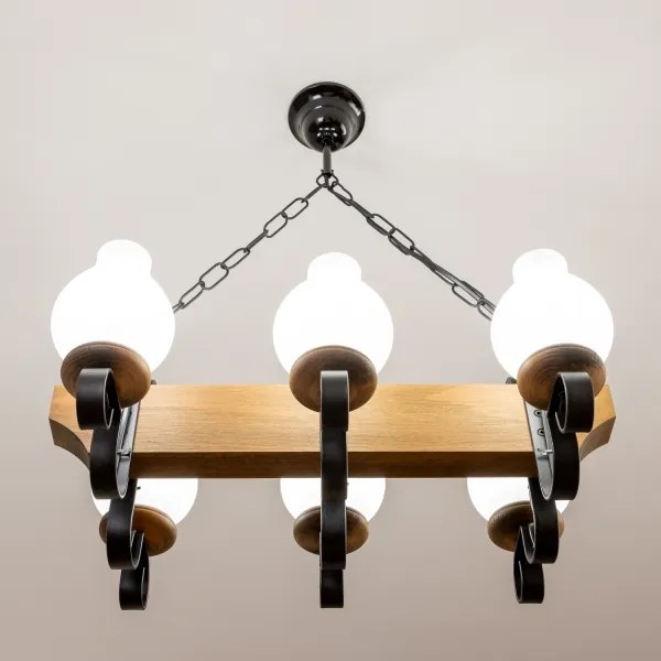 Brilagi - Lampadario a sospensione con catena QUEEN 6xE14/40W/230V faggio