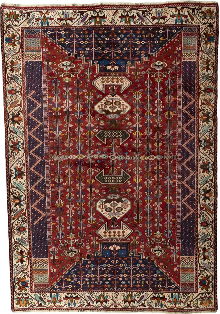Shiraz Tappeto persiano 210x300 Rosso (Iran) Annodato A Mano