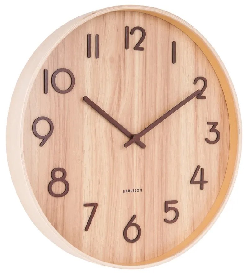 Orologio da parete marrone chiaro in legno di tiglio Medio, ø 40 cm Pure - Karlsson