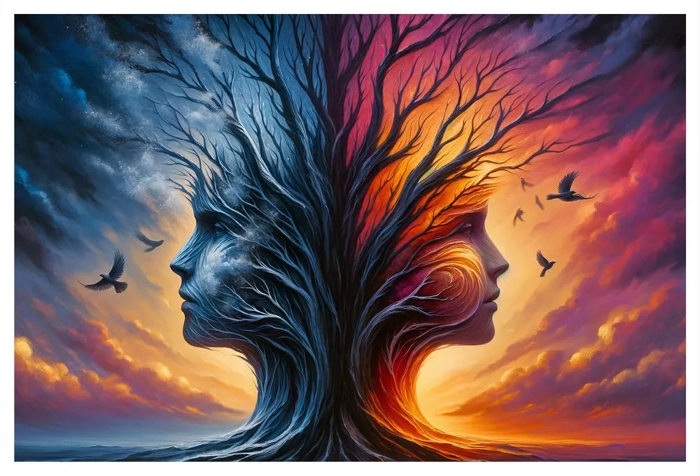 Quadro su tela – Albero della vita e volti