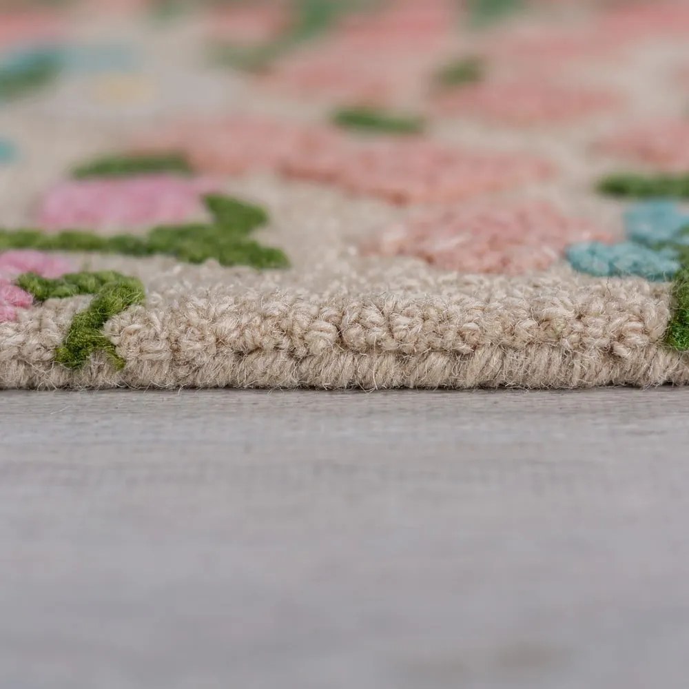 Tappeto color crema in lana tessuto a mano 160x230 cm Emilia Floral – Flair Rugs