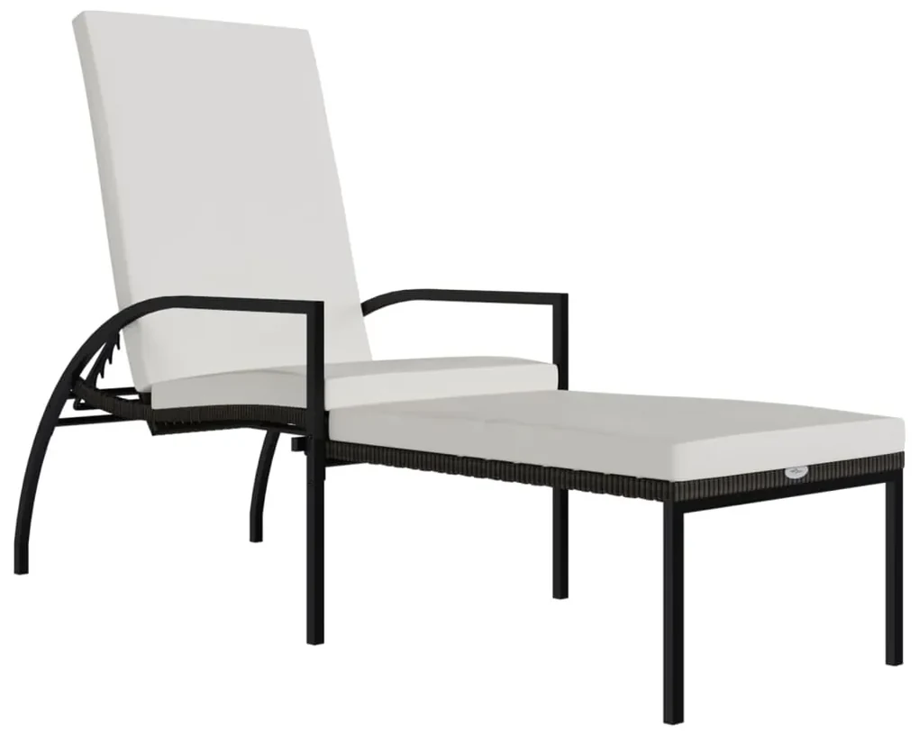 Lettino prendisole con poggiapiedi in rattan pe marrone