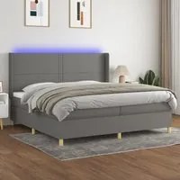 Letto a Molle Materasso e LED Grigio Scuro 200x200cm in Tessuto cod mxl 34029