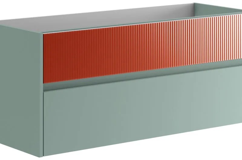 Mobile da bagno sotto lavabo Niwa verde laccato opaco L 119.5 x H 50 x P 45.5 cm 2 cassetti, lavabo non incluso