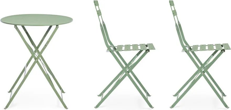 Set da pranzo da giardino color salvia in acciaio per 2 persone Austin – Bizzotto