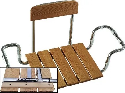 Sedile per vasca larice con schienale telaio cromo