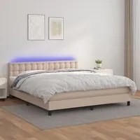 Giroletto Molle Materasso e LED Cappuccino 160x200cm Similpelle 3134236