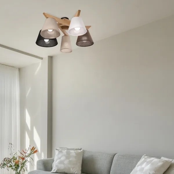 Brilagi - LED  Lampadario a plafone ANTHONY 5xE14/40W/230V quercia