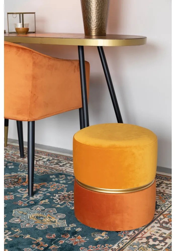 Poggiapiedi arancione con rivestimento in velluto Bubbly – White Label