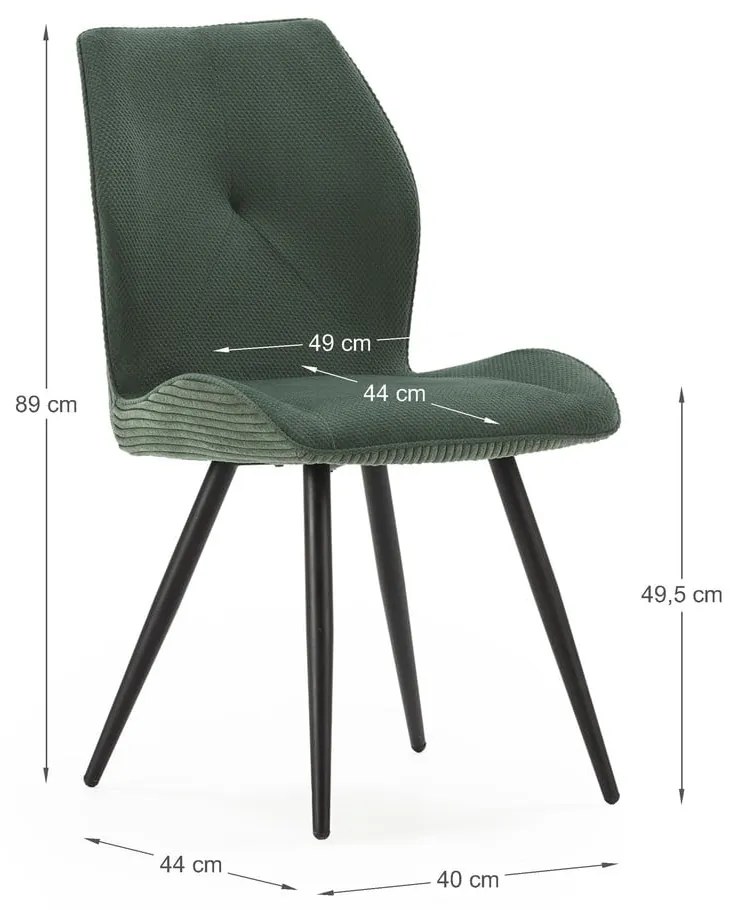 Set di 2 sedie da pranzo in velluto a coste verde Adaya - Marckeric