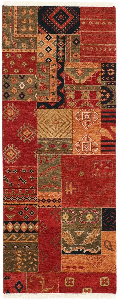 Patchwork Tappeto 80 x 200 (Indian) Annodato A Mano
