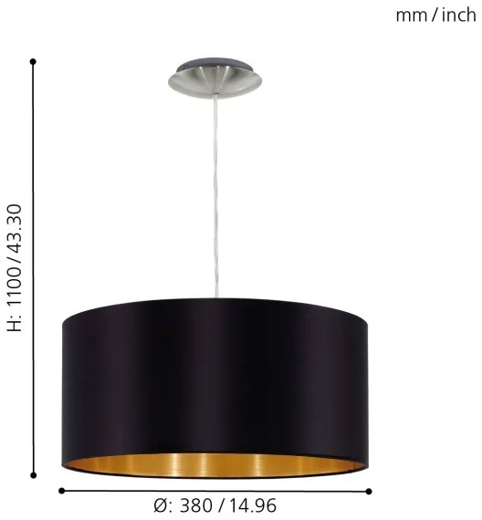 Eglo 31599 - Lampadario a sospensione con filo MASERLO 1xE27/60W/230V