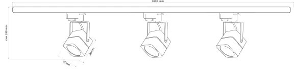 Faretto per sistema a binario VIENNA 3xGU10/10W/230V nero