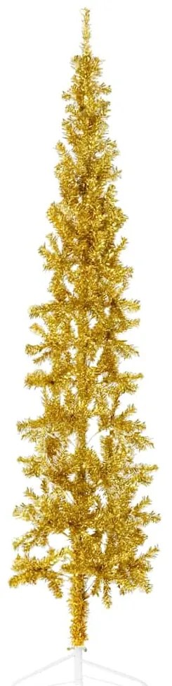 Albero Natale Artificiale Sottile A Metà Con Supporto Oro 240cm /