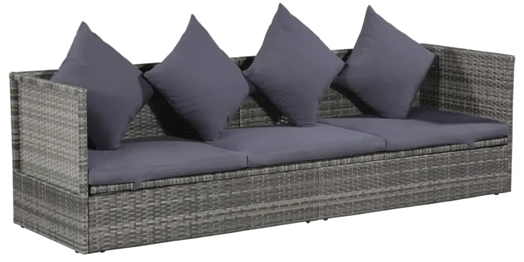 Lettino da Giardino Grigio 200x60 cm in Polyrattan