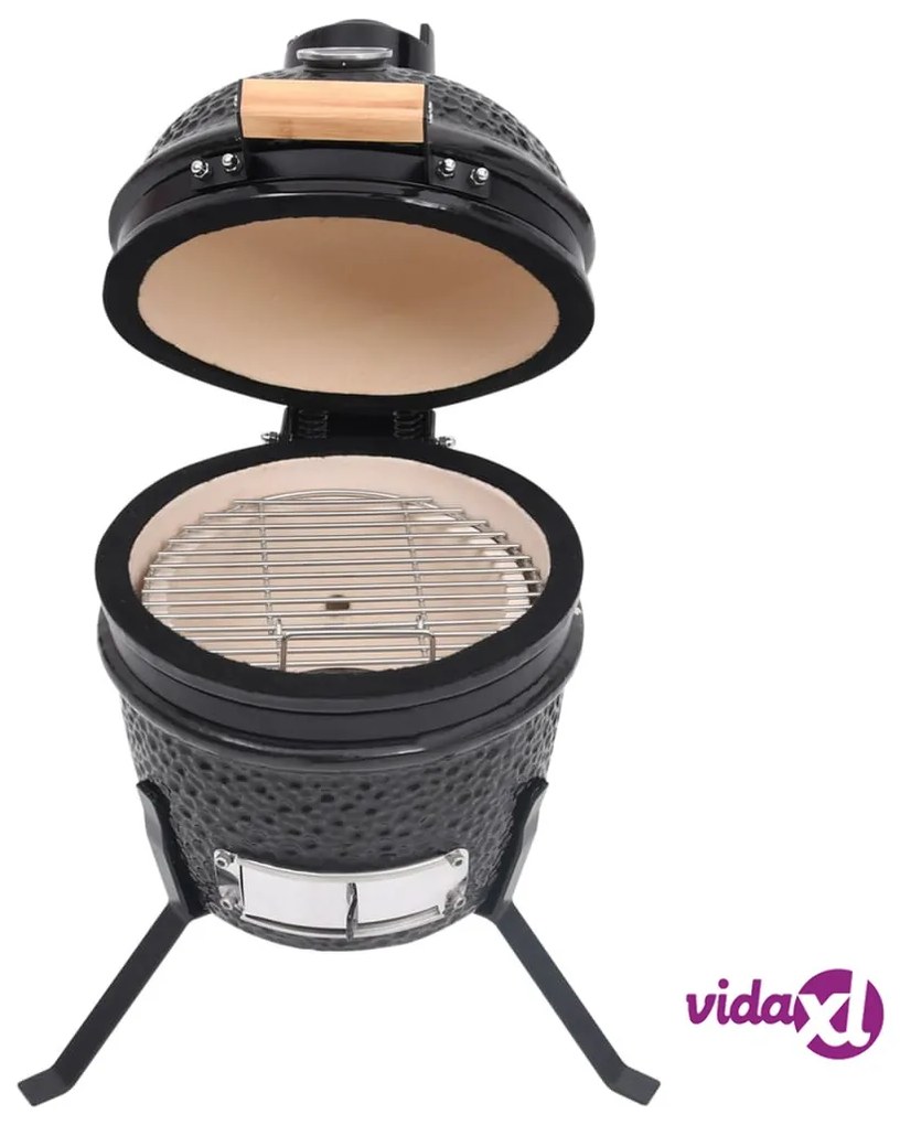 vidaXL Barbecue Affumicatore 2 in 1 Kamado in Ceramica 56 cm Nero