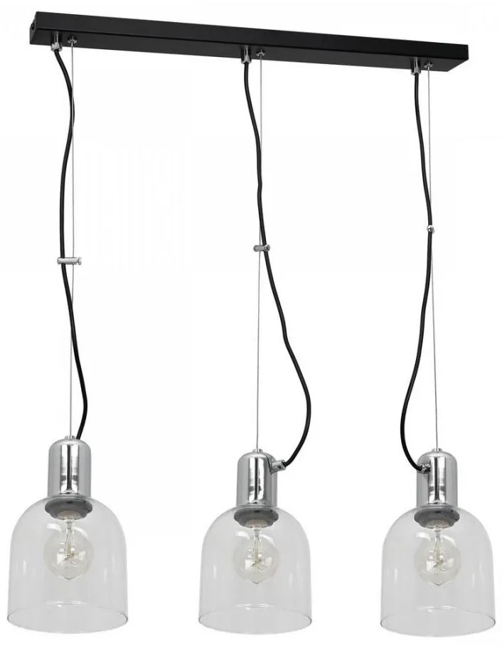 Lampadario su filo BANCO 3xE27/60W/230V trasparente