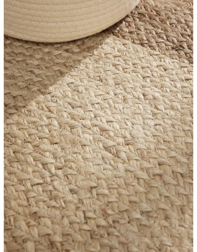 Tappeto rotondo greige in iuta reversibile e tessuto a mano ø 200 cm Jutta Greige – Hanse Home