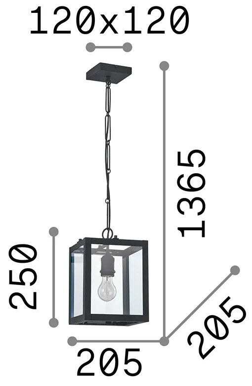 Sospensione Industrial-Minimal Igor Metallo Nero 1 Luce E27