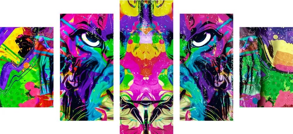 Quadri 5 pezzi – Predatore multicolore