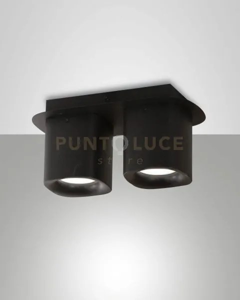 Smooth spot nero 2 luci attacco gu10 ip20 in alluminio