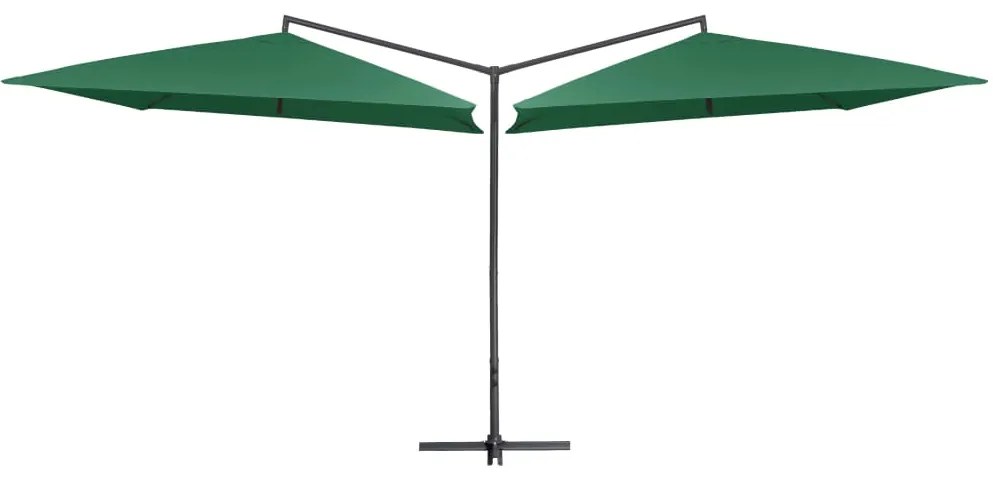 Ombrellone Doppio Con Palo İn Acciaio 250x250 Cm Verde /