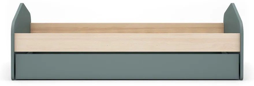 Letto da bambini estraibile di colore naturale/verde polveroso con effetto pino con contenitore con rete inclusa 90x200 cm Estefania – Marckeric