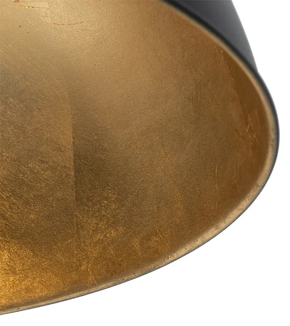 Lampada a sospensione industriale nera con oro 2 luci - Magnax