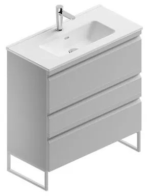 Mobile sottolavabo e lavabo Pull grigio artico opaco in mdf L 80 x H 56 x P 46 cm 3 cassetti