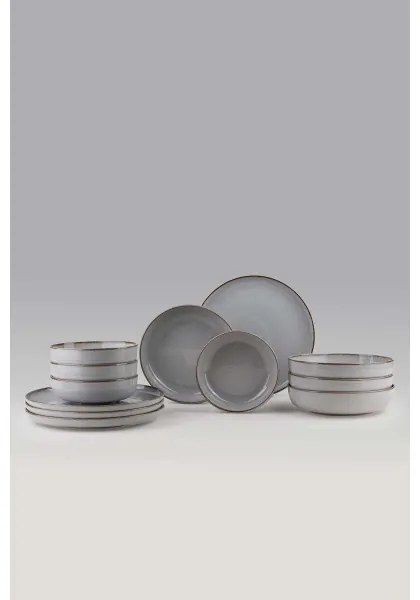 Set da tavola 12 pezzi grigio/porcellana
