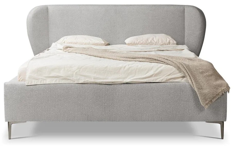 Letto matrimoniale imbottito grigio chiaro con rete inclusa 160x200 cm Makana – Makamii