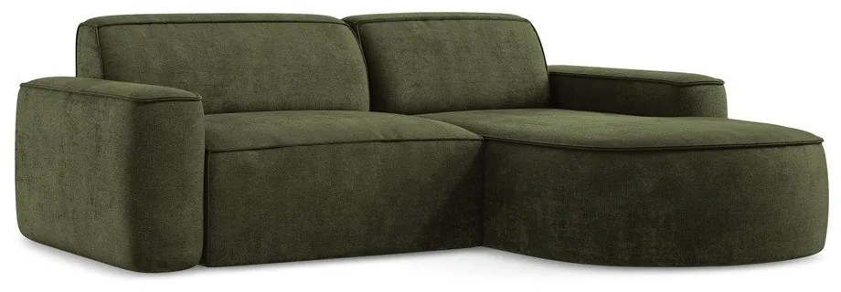 Divano angolare verde (con penisola a destra/con chaise lounge) con rivestimento in ciniglia Omao – Makamii