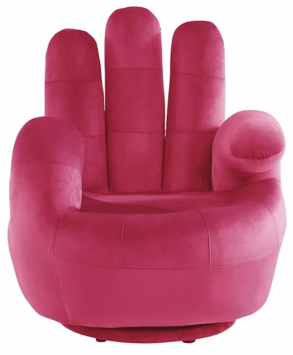 Poltrona a forma di mano girevole in velluto Fucsia - CATCHY