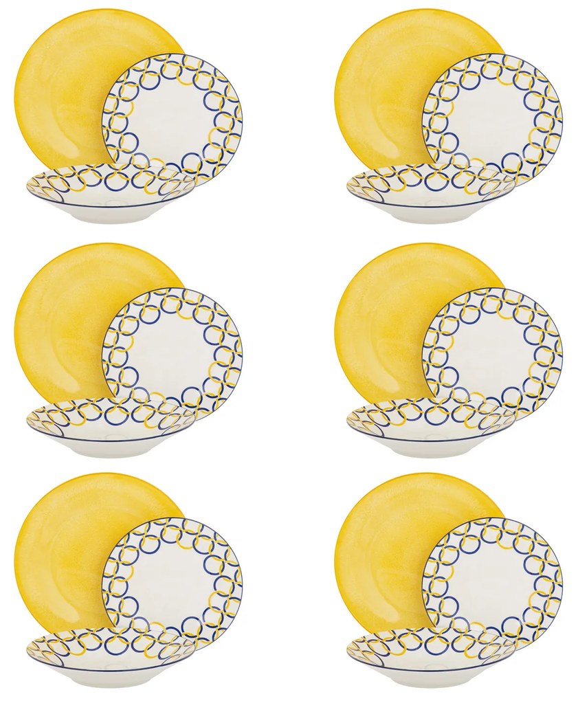 Servizio 18 piatti porcellana giallo Coralia