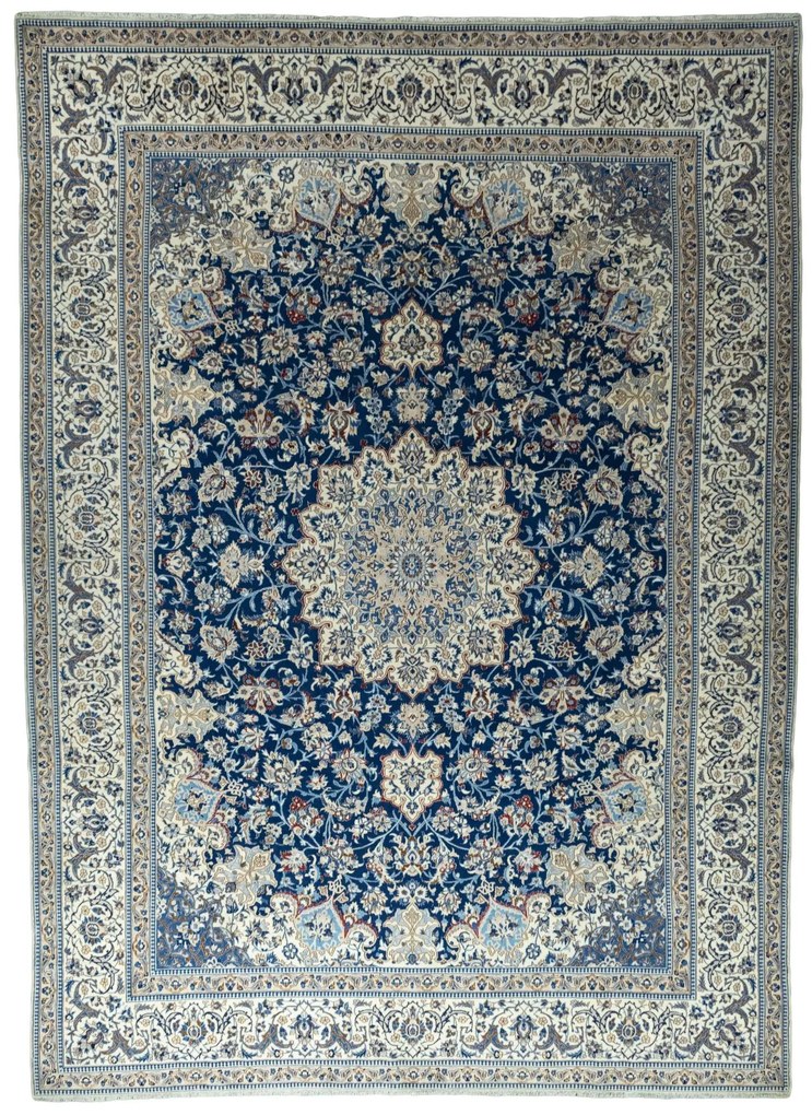 Nain Tappeto persiano 320 x 440 Blu (Iran) Annodato A Mano