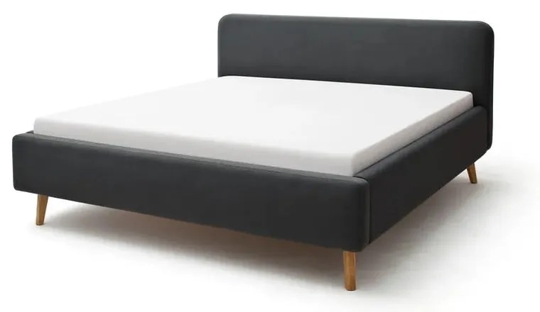 Letto matrimoniale imbottito color antracite con contenitore con rete inclusa 140x200 cm Mattis – Meise Möbel