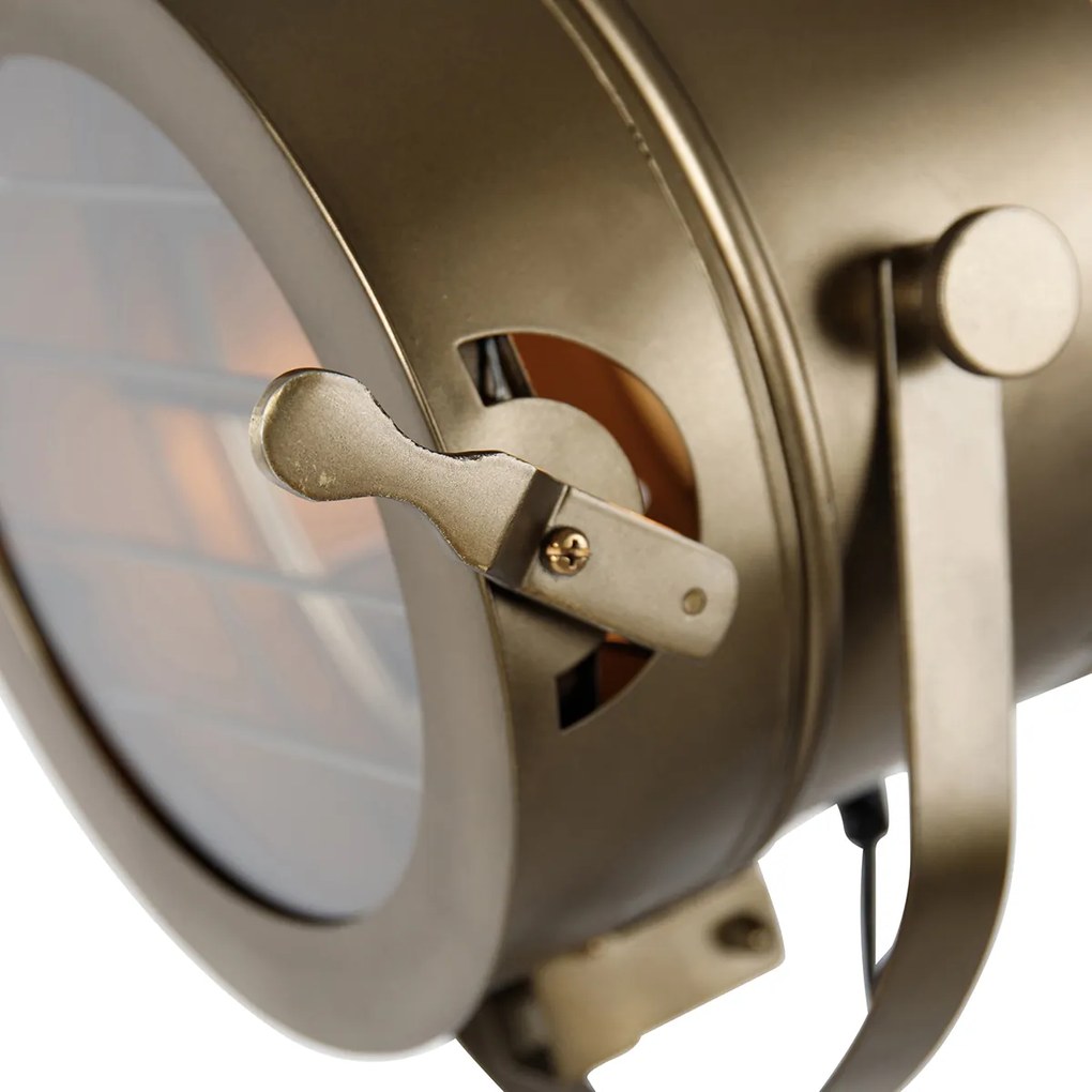Lampada da terra a treppiede smart bronzo con faretto da studio in legno incl. WiFi A60 - Radient