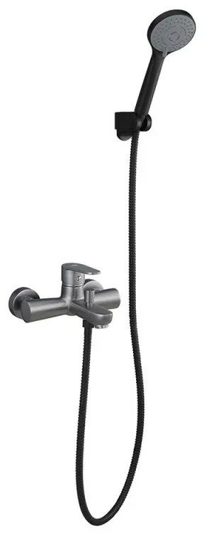 Miscelatore vasca nichel nero satinato con duplex e kit doccia serie Lizzy