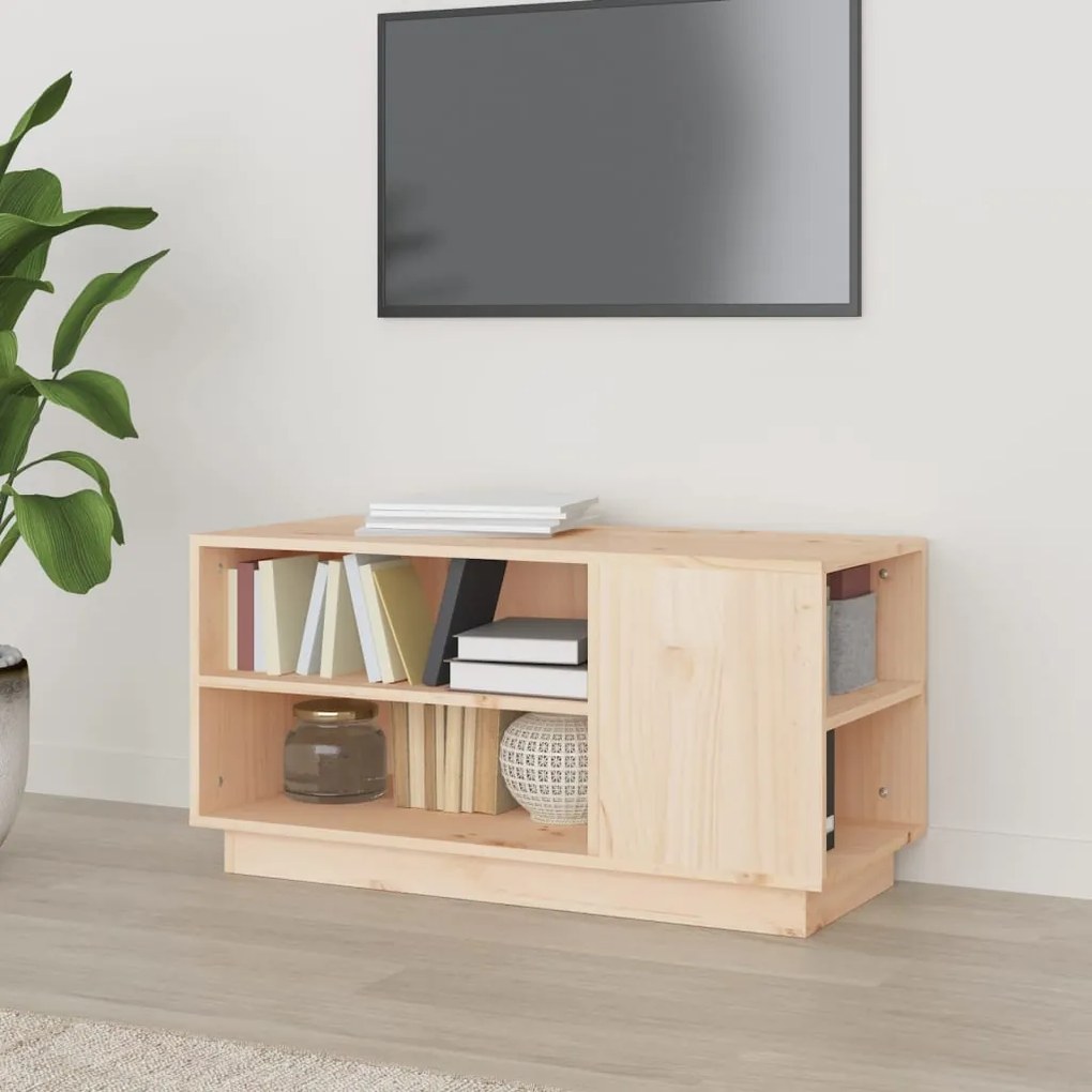 Mobile Porta Tv 80x35x40,5 Cm İn Legno Massello Di Pino /