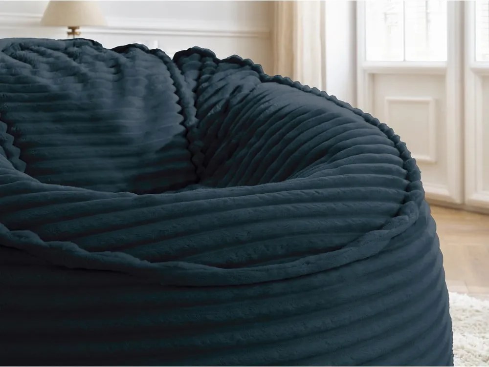 Puof a sacco blu scuro con rivestimento in velluto a coste Socrate – Bobochic Paris