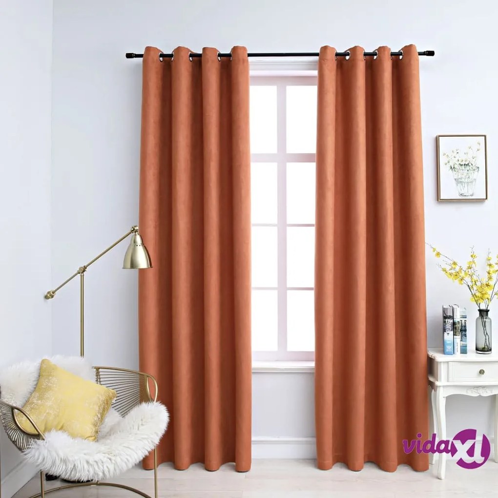 vidaXL Tende Oscuranti con Anelli in Metallo 2 pz Ruggine 140x245 cm