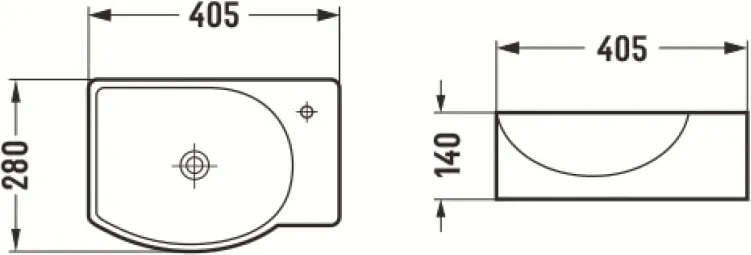 Mexen Mista lavabo da appoggio sinistro 40 x 28 cm, bianco - 22174000L