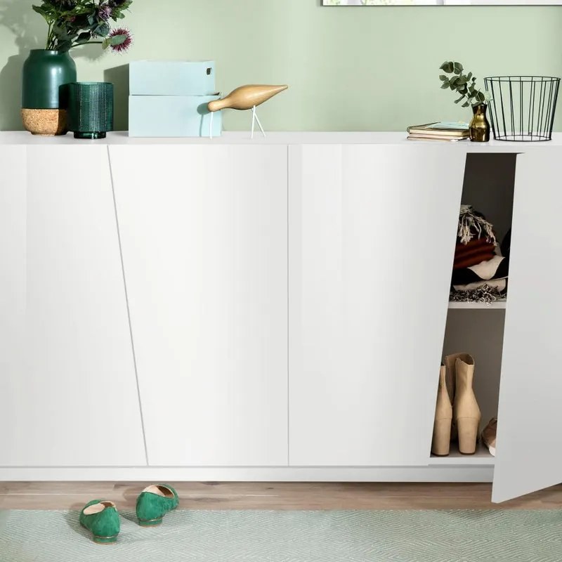 Mobile credenza VEGA L 158.5 x H 86 P 43 cm bianco lucido